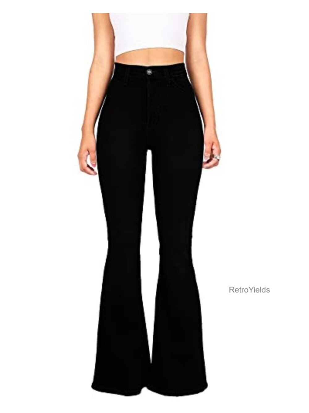 High Waisted Bell Bottom Flare Jeans Stretch Denim Retro Wide Leg